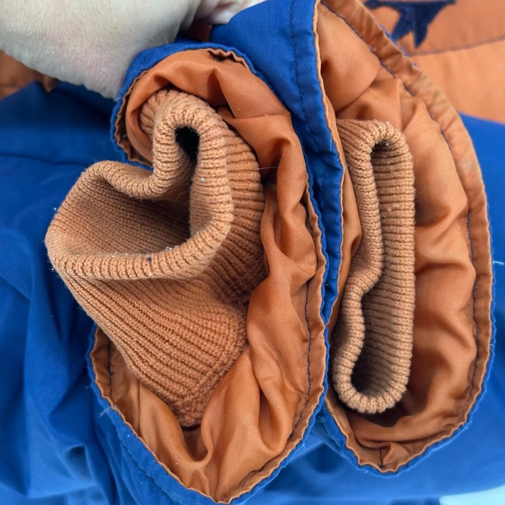 Vintage Sportcaster Goose Down Men Puffer Jacket Western Orange Yoke Blue S READ